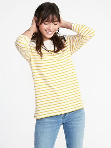 Old Navy Womens Relaxed Mariner-stripe Tee For Women White/yellow Stripe Size L