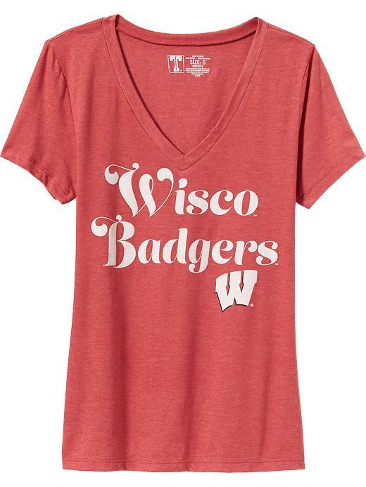 Old Navy Womens College Team V Neck Tee Size L - Wisconsin