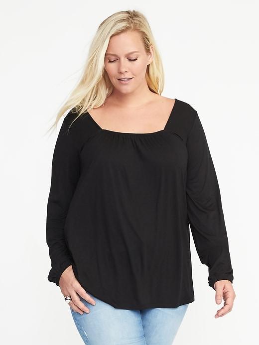Old Navy Womens Relaxed Plus-size Square-neck Top Black Size 4x