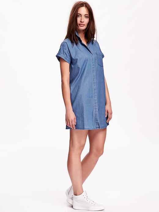 Old Navy Chambray Trapeze Shirtdress - Medium Wash