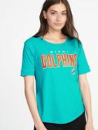 Old Navy Womens Nfl Team Sleeve-stripe Tee For Women Dolphins Size L