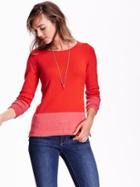 Old Navy Classic Lightweight Sweater Size L Tall - Pink Colorblock