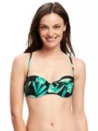 Old Navy Underwire Balconette Bikini Top For Women - Green Palm Leaf