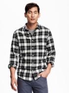 Old Navy Mens Slim Fit Plaid Flannel Shirt Size Xxl Big - Black