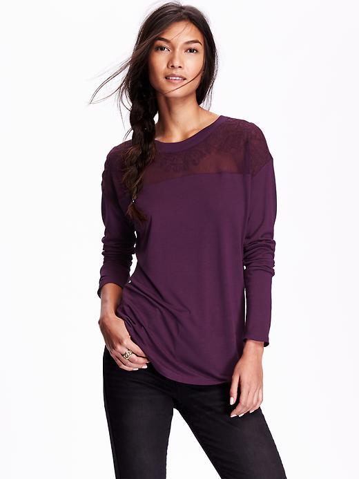 Old Navy Womens Embroidered Yoke Top Size L Tall - Ready For This Jelly