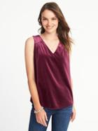 Old Navy Womens Relaxed Sleeveless Velvet Top For Women Cabernet Size Xl