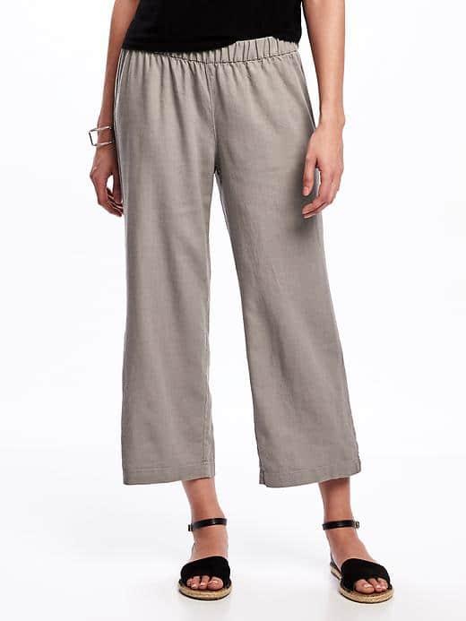 Old Navy Linen Blend Wide Leg Soft Pants For Women - Amalgam