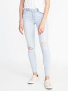 Old Navy Womens Mid-rise Distressed Super Skinny Rockstar Jeans For Women Ice Blue Size 10