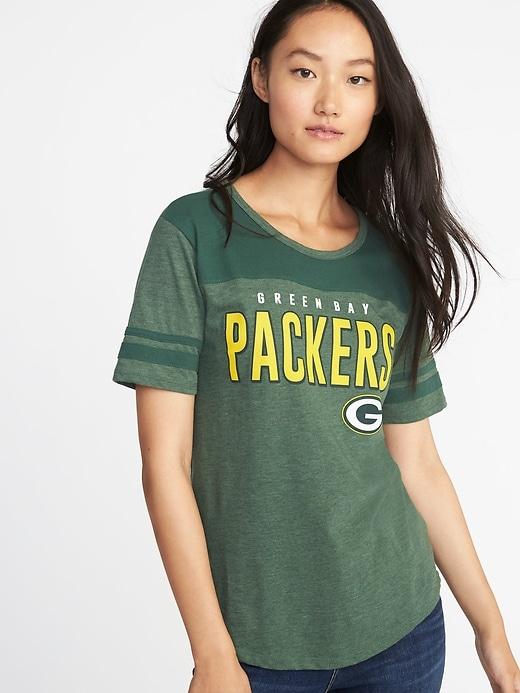Old Navy Womens Nfl Team Sleeve-stripe Tee For Women Packers Size M