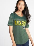 Old Navy Womens Nfl Team Sleeve-stripe Tee For Women Packers Size M
