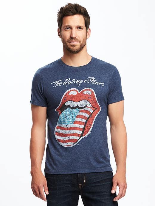 Old Navy The Rolling Stones Us Tour 1978 Tee For Men - Dark Heather Blue