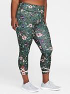 Old Navy Womens High-rise Plus-size 7/8-length Leggings Olive Floral Size 1x