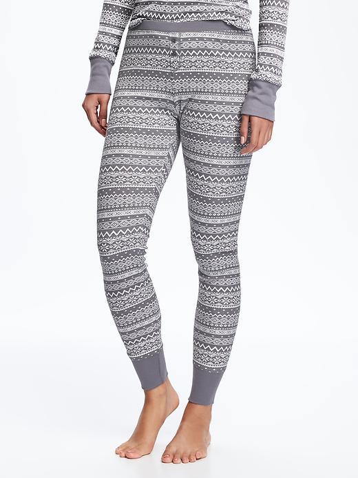 Old Navy Patterned Waffle Knit Leggings For Women - Grey Fair Isle