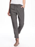 Old Navy Mid Rise Crepe Soft Pants For Women - Black Jack Print