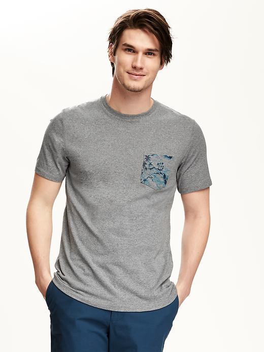 Old Navy Printed Pocket Tee For Men - Heather Grey