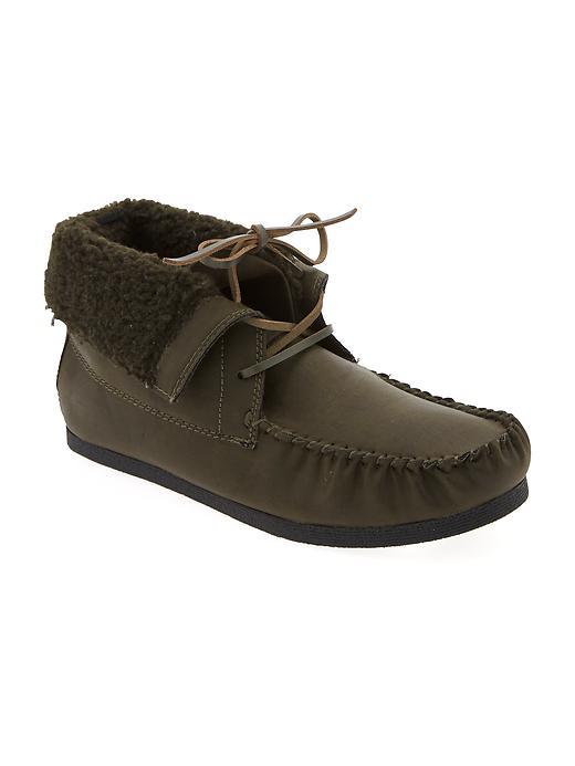 Old Navy Sherpa Lined Moccasins Size 6 - Olive
