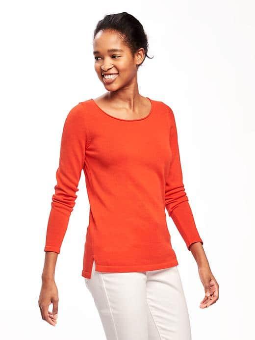 Old Navy Classic Crew Neck Sweater For Women - Hot Tamale