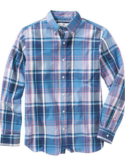Old Navy Mens Classic Regular Fit Shirts Size Xxl Big - Blue And Purple Plaid