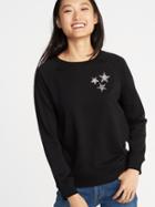 Old Navy Womens Relaxed Graphic Crew-neck Sweatshirt For Women Glitter Stars Size L