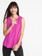Old Navy Womens Relaxed Sleeveless Tie-neck Top For Women Raspberry Tart Size S
