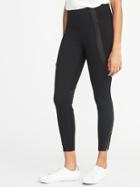 Old Navy Womens High-rise 7/8-length Ponte-knit Ankle-zip Street Leggings For Women Black Size Xs