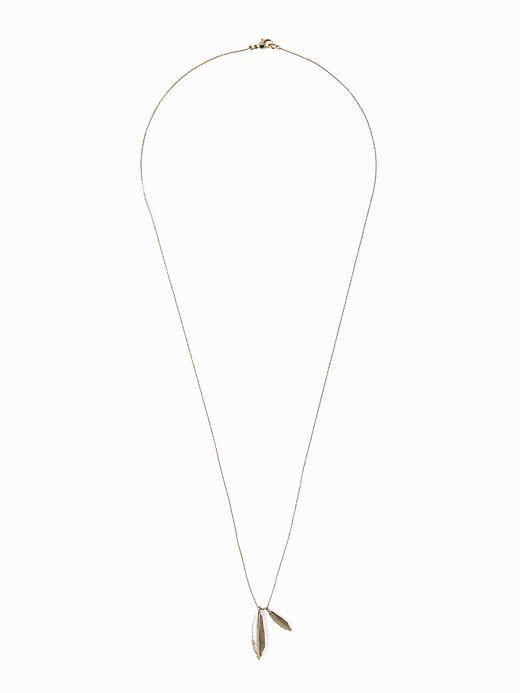 Old Navy Feather Pendant Necklace For Women - Gold