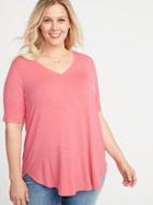 Old Navy Womens Relaxed Plus-size Slub-knit V-neck Tunic Hot Coral Pink Size 2x