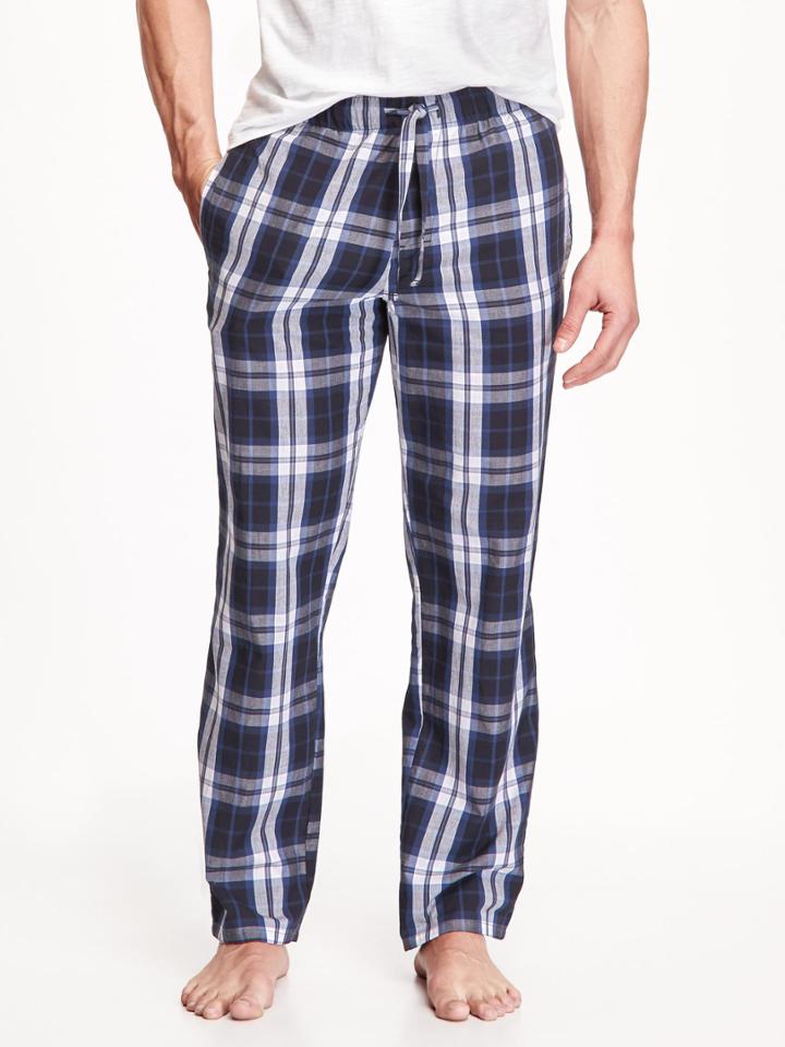 Old Navy Poplin Sleep Pants For Men - Blue Plaid