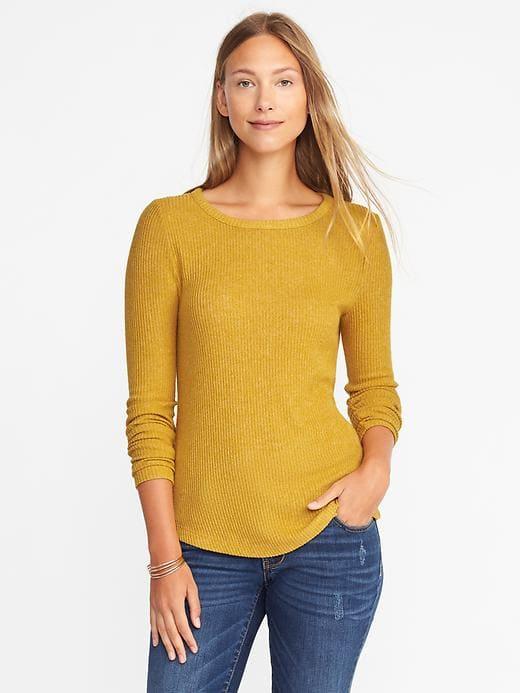 Old Navy Womens Plush Rib-knit Pullover For Women Golden Opportunity Size S