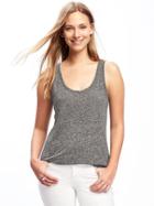 Old Navy Relaxed Linen Blend Curved Hem Tank For Women - Dark Charcoal Gray