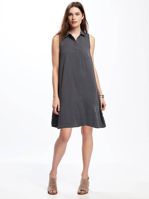 Old Navy Sleeveless Swing Shirt Dress For Women - Carbon