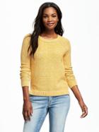 Old Navy Textured Crew Neck Sweater For Women - Squash