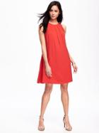 Old Navy Pleated High Neck Tank Dress For Women - Red Buttons