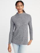Old Navy Womens Textured-stitch Turtleneck Sweater For Women Blue Marl Size Xs