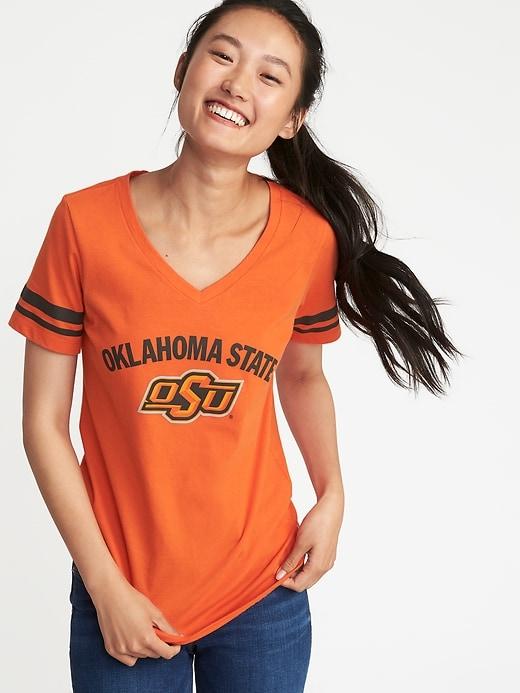 Old Navy Womens College Team Sleeve-stripe Tee For Women Oklahoma State Size S