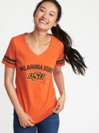 Old Navy Womens College Team Sleeve-stripe Tee For Women Oklahoma State Size S