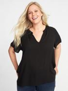 Old Navy Womens Georgette Plus-size Cocoon Top Black Size 1x