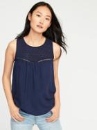 Old Navy Sleeveless Lace Yoke Top For Women - Lost At Sea Navy