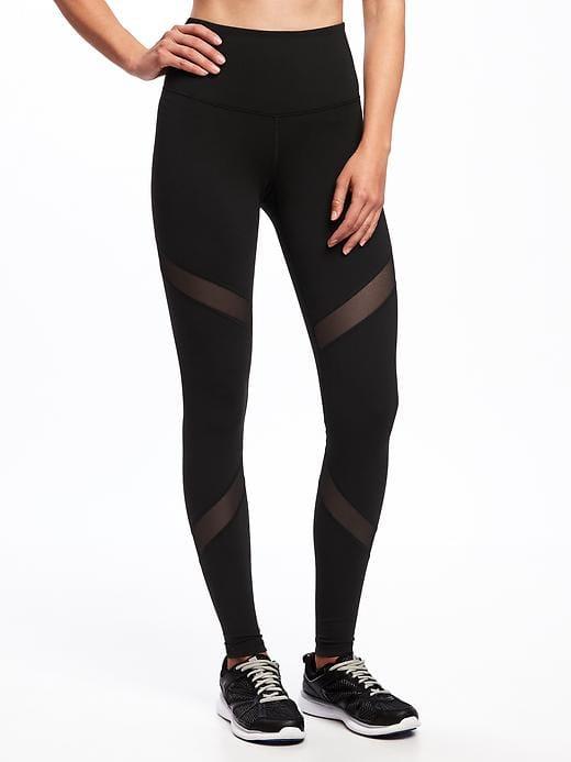 Old Navy Womens High-rise Mesh-panel Leggings For Women Black Size S