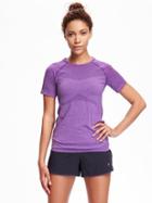 Old Navy Go Dry Fitted Short Sleeve Seamless Top For Women - Polly Ester Purple