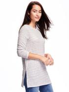 Old Navy Long & Lean Rib Knit Tunic For Women - Neutral Stripe