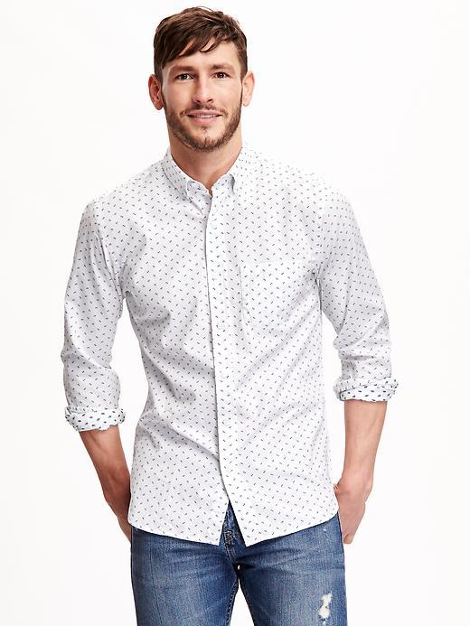 Old Navy Slim Fit Dobby Patterned Shirt For Men - White