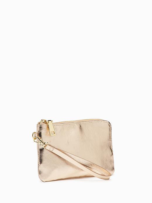 Old Navy Faux Leather Wristlet For Women - Gold