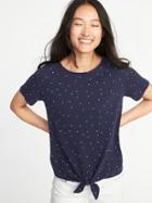 Old Navy Womens Relaxed Tie-front Jersey Top For Women Navy Dots Size L