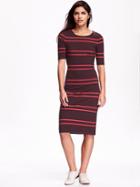 Old Navy Womens Half Zip Shift Dress Size L Tall - Red Stripe