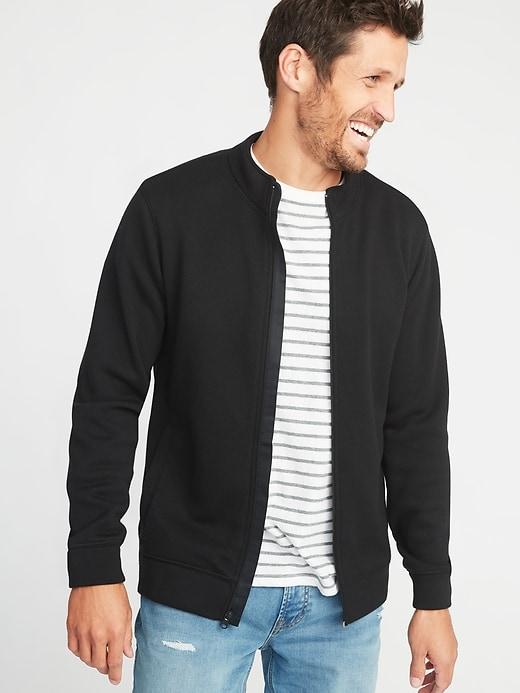 Old Navy Mens Mock-neck Sweater-knit Fleece Jacket For Men Black Size L
