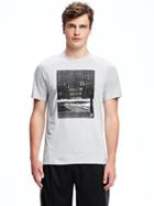 Old Navy Go Dry Cool Graphic Tee For Men - Light Gray