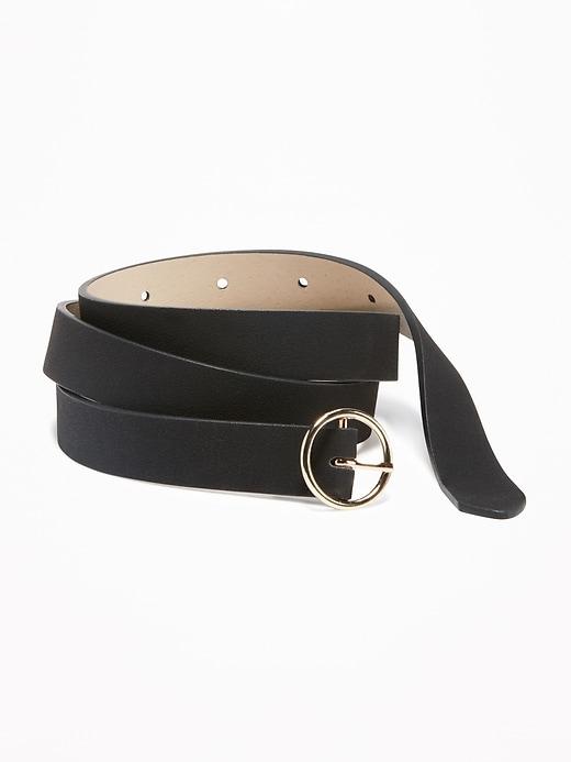 Sueded O-ring Buckle Belt For Women