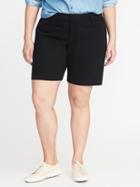 Old Navy Womens Smooth & Slim Plus-size Pixie Chino Bermuda Shorts (9) Black Size 24