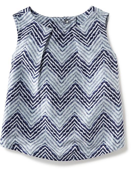 Old Navy Tulip Back Crepe Shirt - Blue Zigzag Top